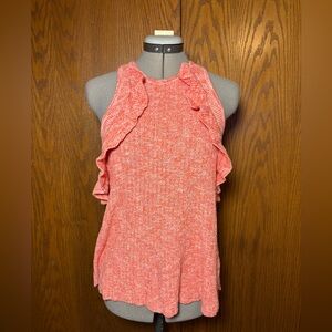 Hollister Coral Ruffle Knit Tank Top - Large